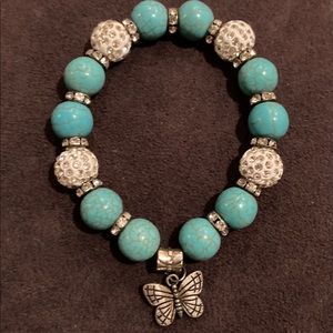 Handmade Beaded Gemstone Charm Bracelet..